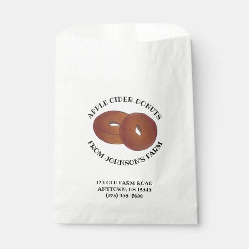 Hot Apple Cider Donuts Doughnuts Farmstand Bakery Favor Bag