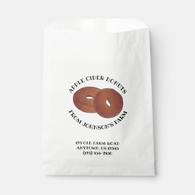 Hot Apple Cider Donuts Doughnuts Farmstand Bakery Favor Bag (Front)