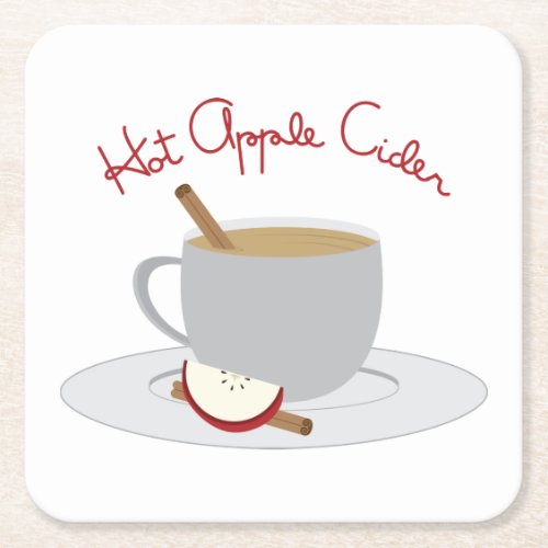 Hot Apple Cider Square Paper Coaster