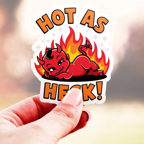 Hot As Heck Cute Devil Baby Vinyl Sticker