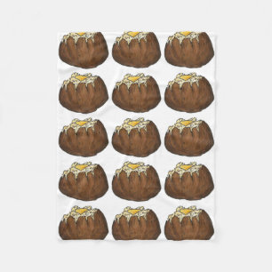 Hot Baked Idaho Potato Potatoes Butter Pat Foodie Fleece Blanket