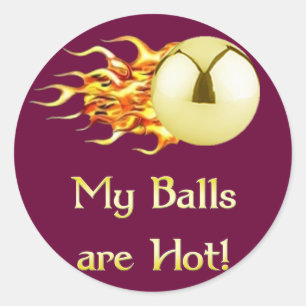 Hot Balls Flaming Pinball Classic Round Sticker