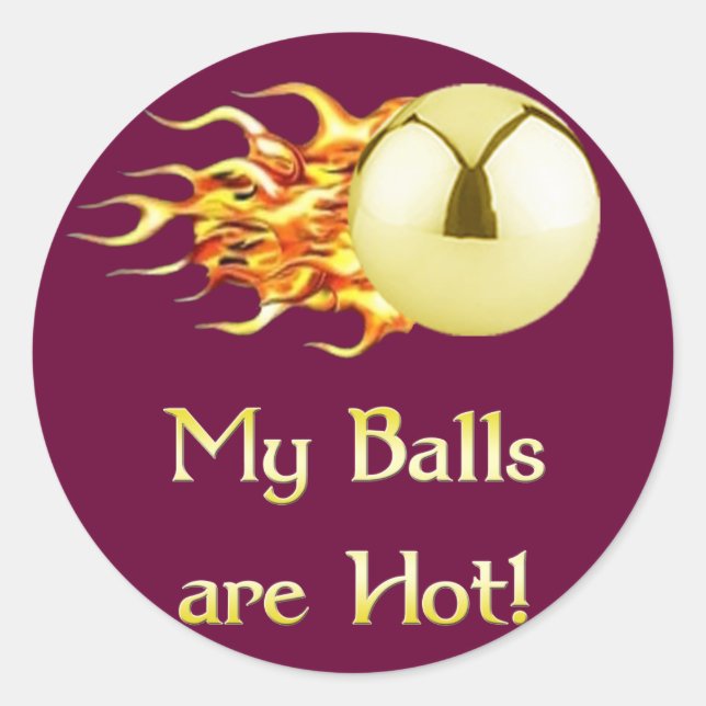 Hot Balls Flaming Pinball Classic Round Sticker (Front)