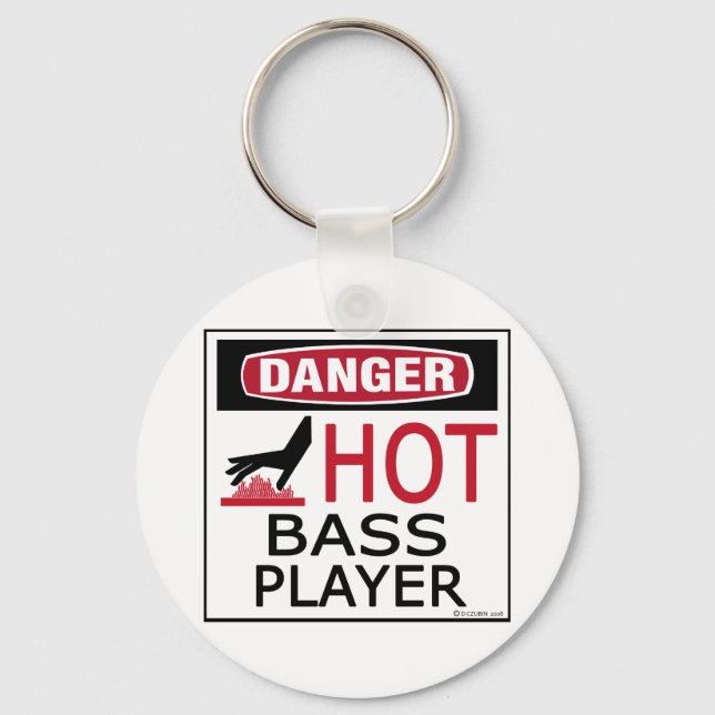 Hot Bass Player Keychain (Front)