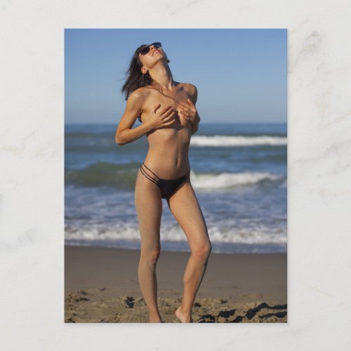  Hot    bikini beach  girl photo Postcard