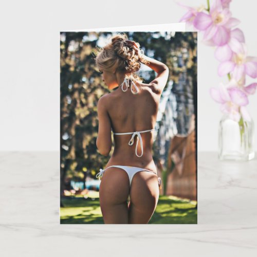 Hot   Bikini pin up girl photo Greeting Card