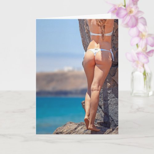 Hot Bikini pin up girl photo Greeting Card