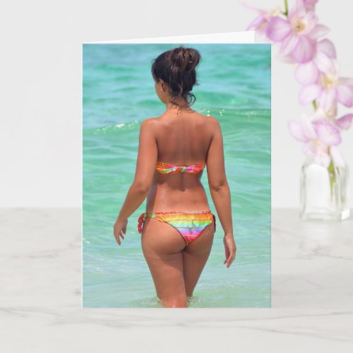 Hot Bikini pin up girl photo Greeting Card