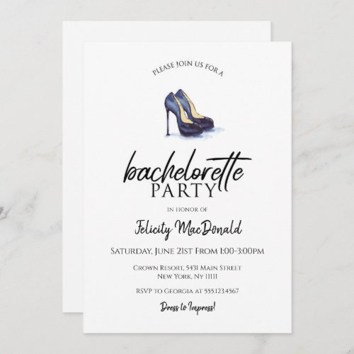 Hot Black Heels Bachelorette Party Invitations