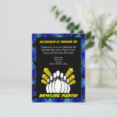 Hot Blue Boy Personalized Bowling Party Invitation (Standing Front)