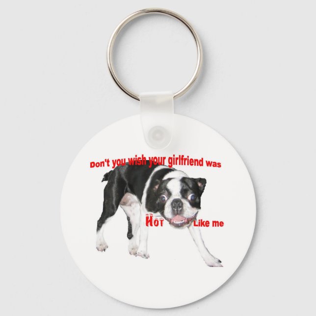 Hot Boston Terrier Keychain (Front)