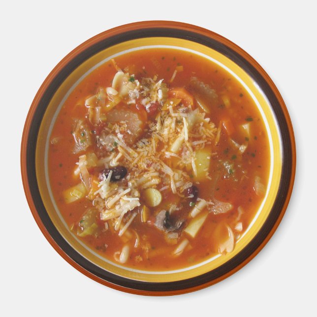Hot Bowl of Minestrone Soup Refrigerator Magnet (Front)
