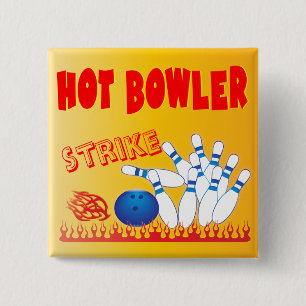 hot bowler design pinback button