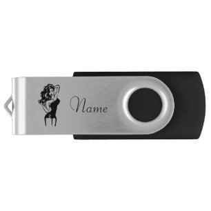 Hot Brunette in black Thunder_Cove Flash Drive