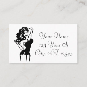Hot Brunette Pinup in black Thunder_Cove Business Card