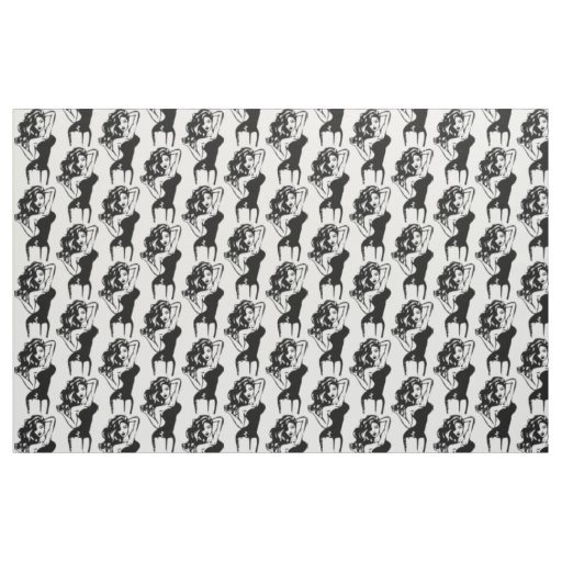 Hot Brunette Pinup in black Thunder_Cove Fabric