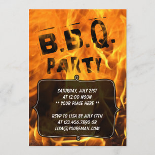 Hot Burning Fire Barbecue Party Invitation