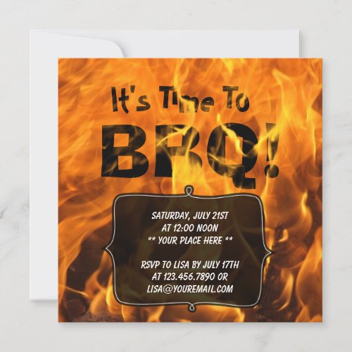 Hot Burning Fire BBQ Summer Party Invitation