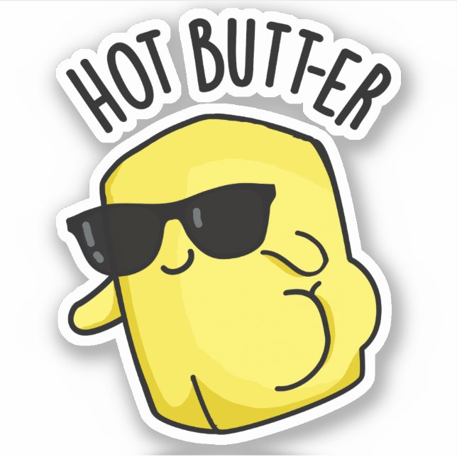 Hot Butter Funny Food Pun  Sticker (Front)