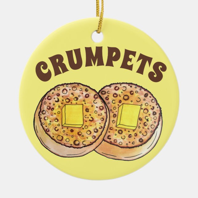 Hot Buttered Crumpets UK Cuisine British Food Ceramic Ornament (Front)