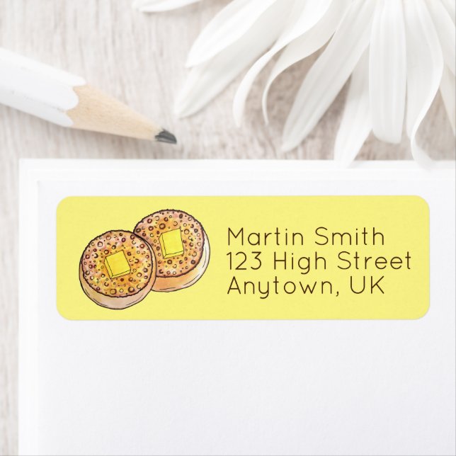 Hot Buttered Crumpets UK Cuisine British Food Label (Insitu)