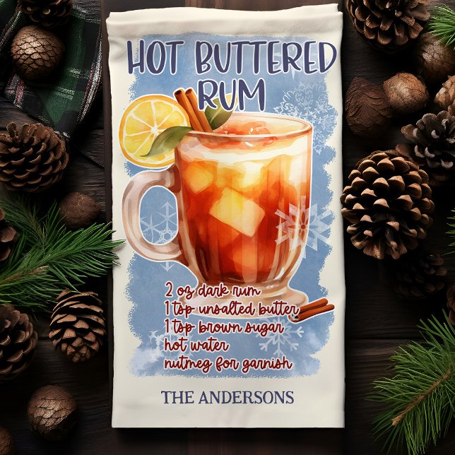 Hot Buttered Rum Christmas Cocktail Recipe Kitchen Towel (Creator Uploaded)