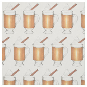 Hot Buttered Rum Christmas Winter Holiday Drinks Fabric