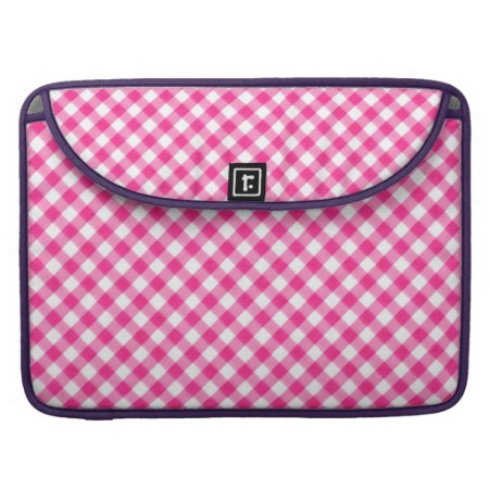 Hot Candy Pink Gingham Checkered Pattern Sleeve For Macbooks