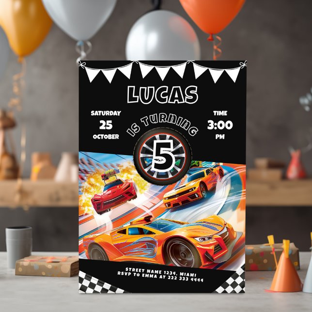 Hot Cars Race Birthday Party Invitation (Creator Uploaded)