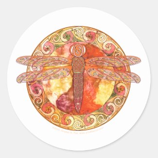 Hot Celtic Dragonfly Classic Round Sticker