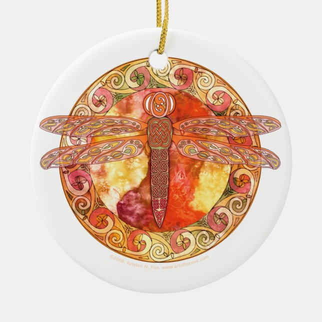 Hot Celtic Dragonfly Ornament (Front)