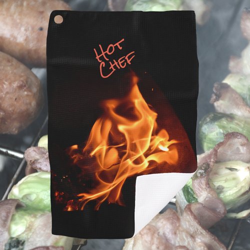 Hot Chef Blazing Flames Fire BBQ Grilling Towel