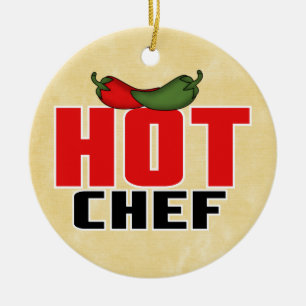 Hot Chef ( Red and Green Peppers) Ceramic Ornament