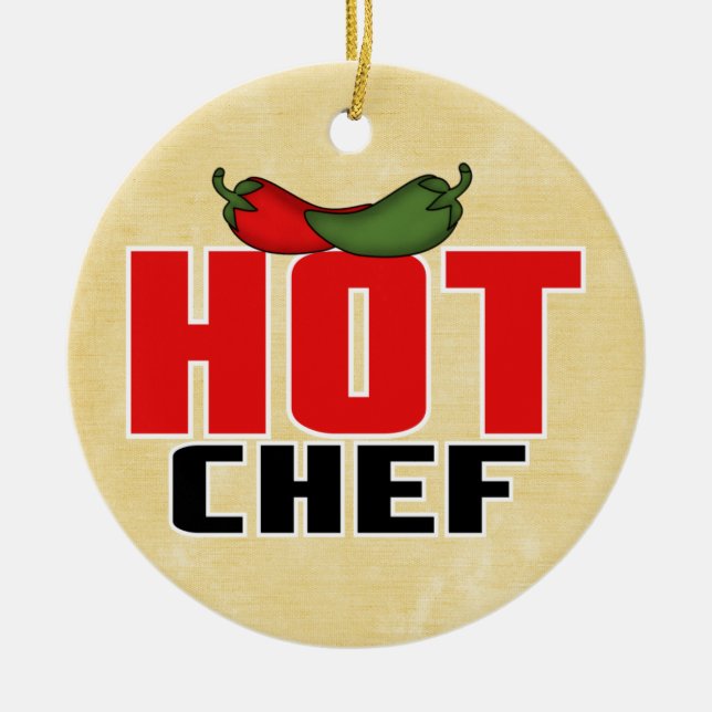 Hot Chef ( Red and Green Peppers) Ceramic Ornament (Front)