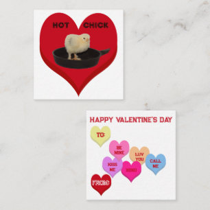 HOT CHICK Valentine's Critters Conversation Hearts Note Card