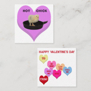 HOT CHICK Valentine's Critters Conversation Hearts Note Card