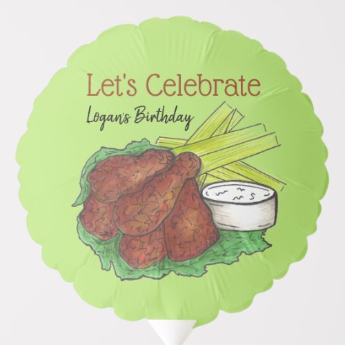 Hot Chicken Wings Lets Celebrate Birthday Party Balloon
