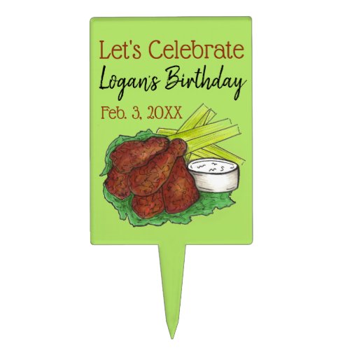Hot Chicken Wings Lets Celebrate Birthday Party Cake Topper