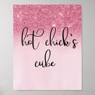 Hot Chick's Cube Pink Cubicle  Funny Office Desk Poster