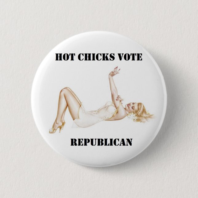 Hot Chicks Vote Republican - Romney Ryan Button (Front)