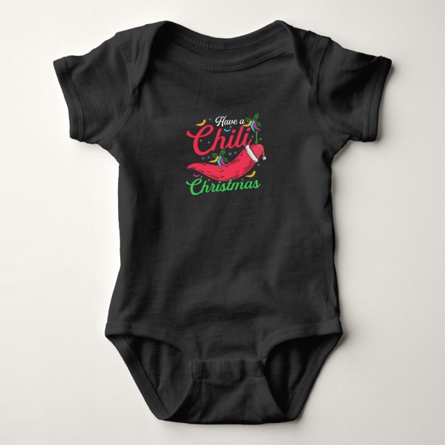Hot Chili Pepper Christmas Design, Unisex Baby Bodysuit (Front)