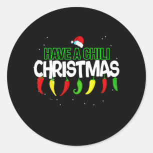 Hot Chili Pepper Christmas Design, Unisex Classic Round Sticker