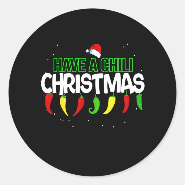 Hot Chili Pepper Christmas Design, Unisex Classic Round Sticker (Front)