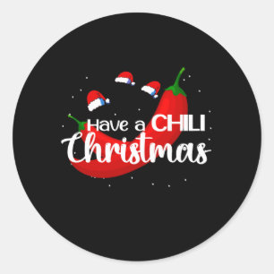 Hot Chili Pepper Christmas Design, Unisex Classic Round Sticker