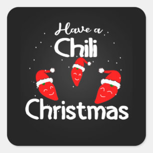 Hot Chili Pepper Christmas Design, Unisex Square Sticker