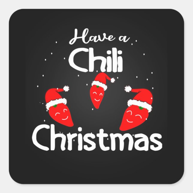 Hot Chili Pepper Christmas Design, Unisex Square Sticker (Front)