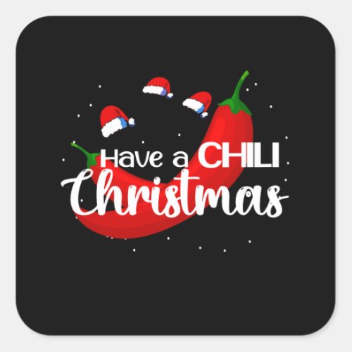 Hot Chili Pepper Christmas Design Unisex Square Sticker
