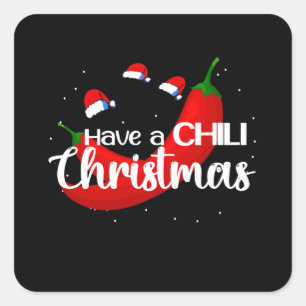 Hot Chili Pepper Christmas Design, Unisex Square Sticker