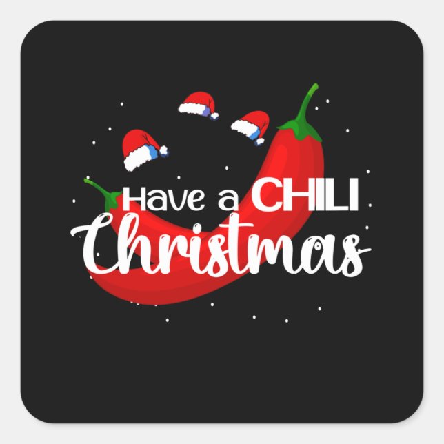 Hot Chili Pepper Christmas Design, Unisex Square Sticker (Front)
