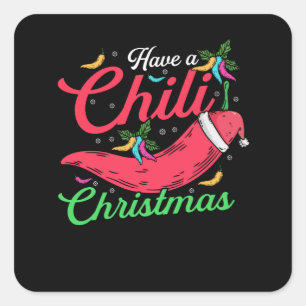Hot Chili Pepper Christmas Design, Unisex Square Sticker